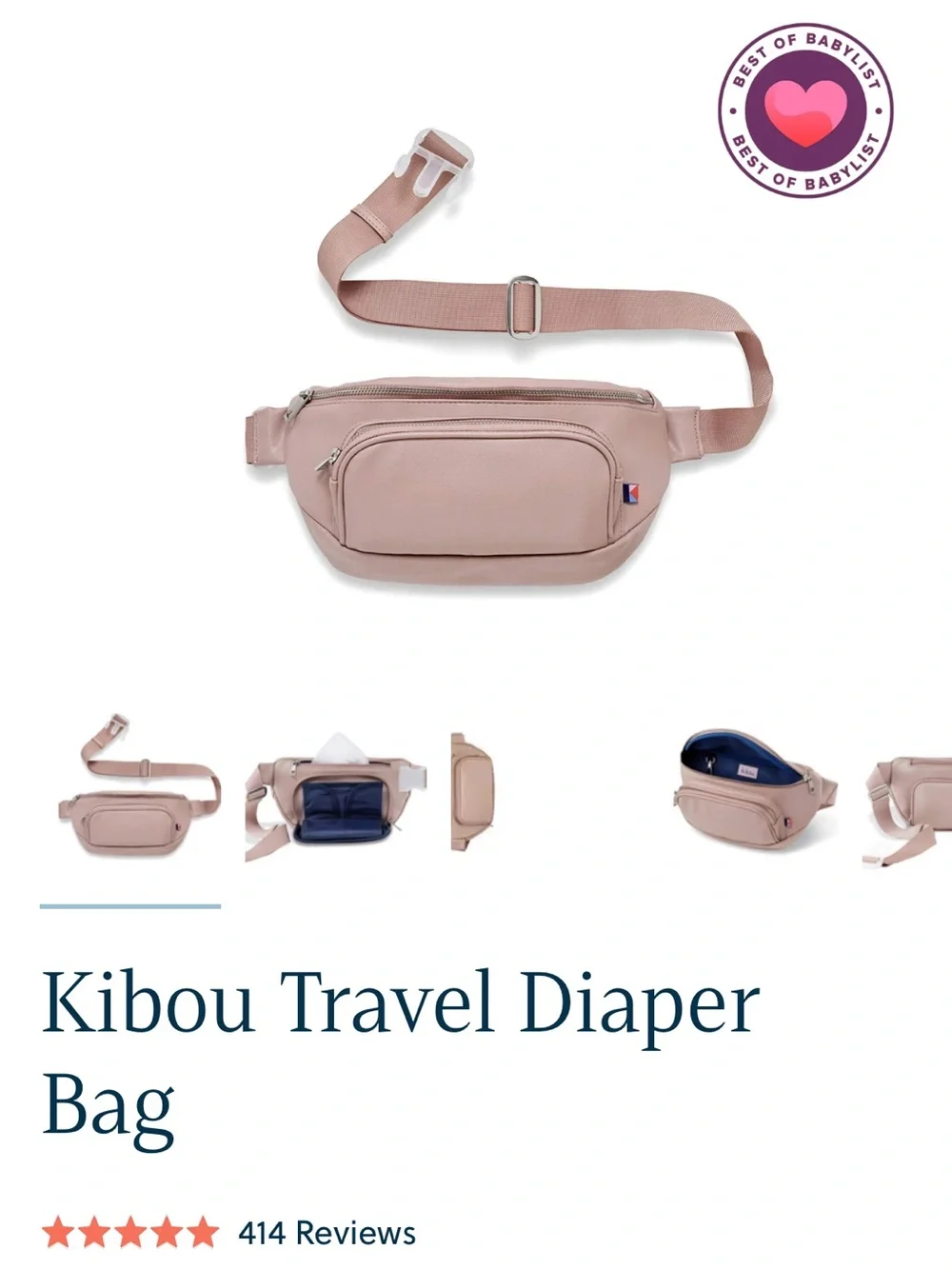 Kibou Travel Diaper Fanny Bag - Blush Pink